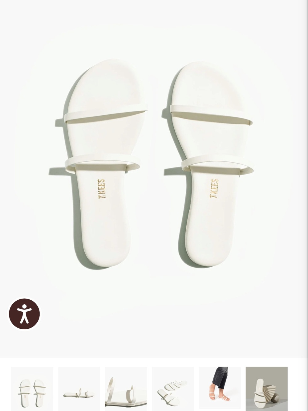 TKEES Gemma Cream Double-Strap Slide Sandals size 8